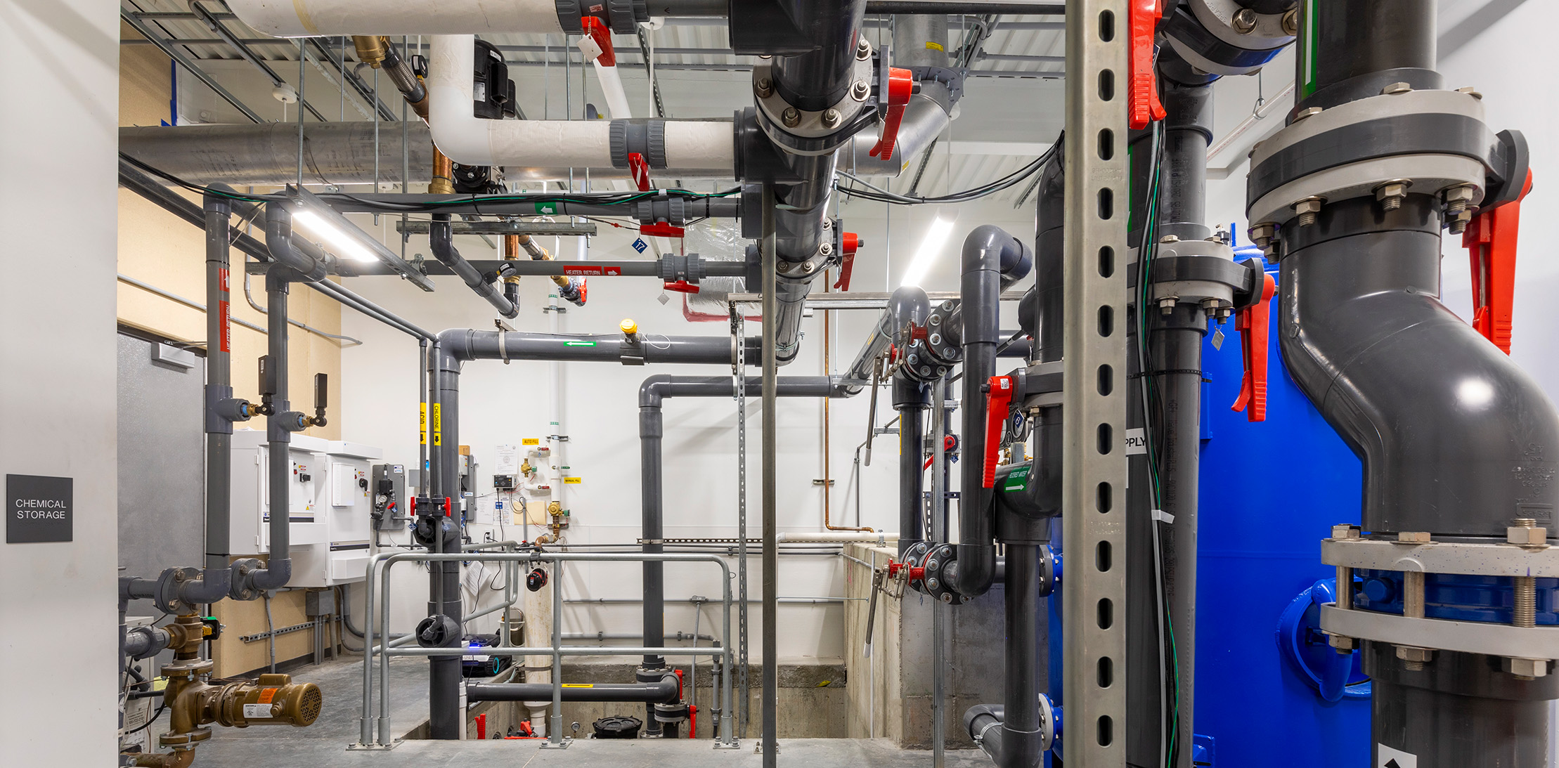 Morrissey Engineering designed a pool purification and pump room for the renovations to the Howard County Medical Wellness Center.